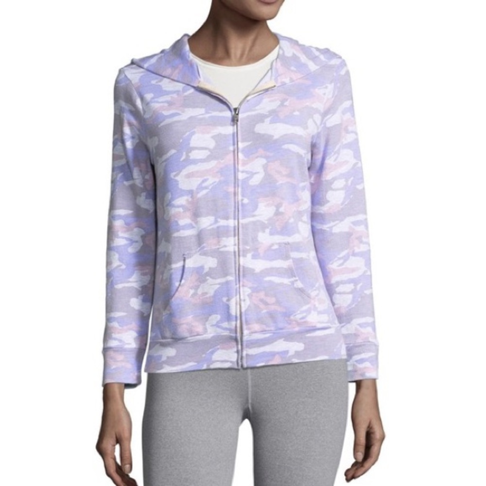 Monrow: cotton camo zip up hoodie